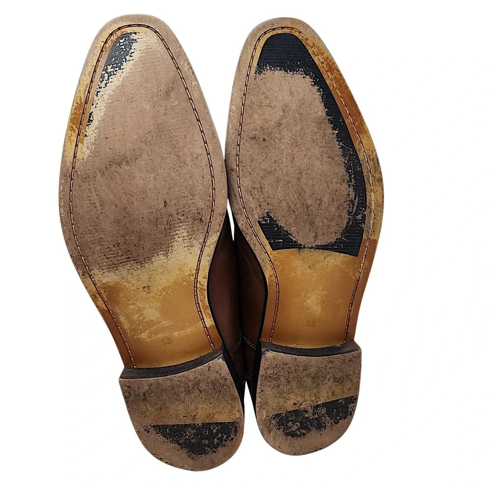 Steve Madden Oxford Shoes 13 Men Cognac Leather Cap Toe P-Quins Dress Business